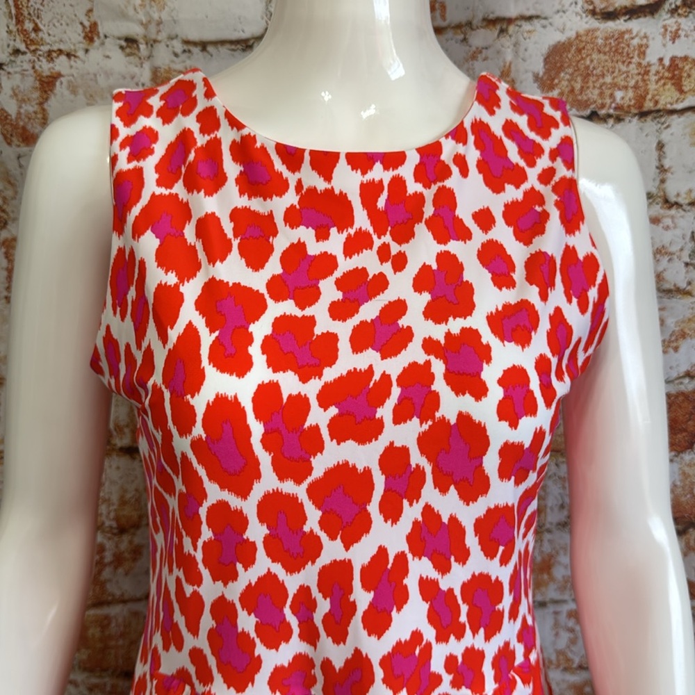 Jude Connally Vibrant Red and Pink Leopard Print Dress - Picture 2 of 6